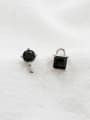 thumb 925 Sterling Silver With Platinum Plated Personality Geometric Stud Earrings 0