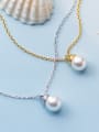thumb 925 Sterling Silver With Artificial Pearl  Simplistic Geometric Necklaces 3