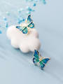 thumb 925 Sterling Silver With Gold Plated Cute Butterfly Stud Earrings 3