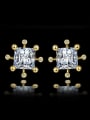 thumb Simple Square Zircon Gold Plated Stud Earrings 0