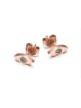 thumb Titanium Steel Eye Shape Zircon stud Earring 0