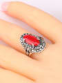 thumb Retro Oval Resin Stone Antique Silver Plated Alloy Ring 1