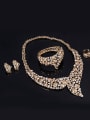 thumb new 2018 2018 2018 2018 Alloy Imitation-gold Plated Vintage style Rhinestones Hollow Four Pieces Jewelry Set 1
