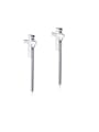 thumb 316L Surgical Steel With Platinum Plated Simplistic Smooth  Cross Threader Earrings 0
