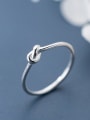 thumb 925 Sterling Silver With Platinum Plated Simplistic Irregular Tie Free Size Tail Ring 0