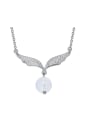 thumb Fashion White Crystal Bead Zircon Silver Necklace 0