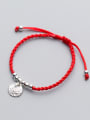 thumb Sterling silver round lotus hand-woven red thread bracelet 0