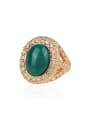 thumb Gold Plated Green Resin stone White Crystals Alloy Ring 0
