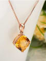 thumb Fashion Yellow Crystal Rose Gold Plated Copper Pendant 2