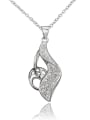 thumb Exquisite Platinum Plated Leaf Shaped Zircon Necklace 0