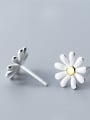 thumb 925 Sterling Silver With Silver Plated Cute Flower Stud Earrings 2