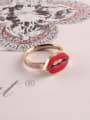 thumb Red Lip Fashion Titanium Ring 1