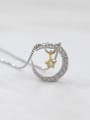 thumb Fashion Tiny Zircon-studded Moon Star Pendant Silver Necklace 2