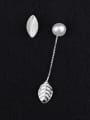 thumb Asymmetrical Freshwater Pearl Leaves Earrings 0