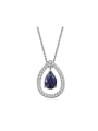 thumb Water Drop Shaped Pendant with Sapphire Zircons 0