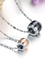 thumb Fashion Personalized Round Bead Rhinestone Titanium Lovers Necklace 1