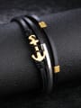 thumb Multi-band Artificial Leather Gold Plated Titanium Bracelet 1