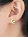 thumb Fresh Gold Plated Moon Shaped Titanium Stud Earrings 1