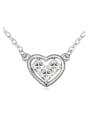 thumb Simple Square austrian Crystals Heart Pendant Alloy Necklace 0