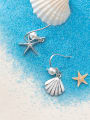 thumb 925 Sterling Silver With Artificial Pearl Fashion Starfish seashell Hook Earrings 2