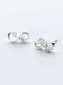 thumb All-match Number Eight Shaped Zircon S925 Silver Stud Earrings 0