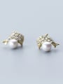 thumb Lovely Dolphin Shaped Gold Plated Artificial Pearl Stud Earrings 0