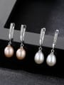 thumb Sterling silver with AAA zircon 8-9mm Natural Freshwater Pearl Earrings 0