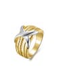 thumb Personalized color-plating 18K gold X-shape ring 0