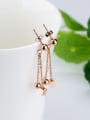 thumb Simple Rose Gold Plated Little Cube Bead Drop Earrings 2