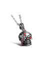 thumb Punk style Red Rhinestones Skull Pendant Titanium Necklace 0