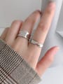 thumb 925 Sterling Silver With Glossy  Simplistic Irregular Free Size Rings 2