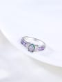 thumb Fashion Purple Oval Shaped Glass Stone Ring 1