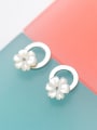 thumb Fresh Flower Shaped S925 Silver Shell Stud Earrings 1