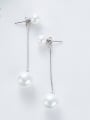 thumb Fashion White Artificial Pearls 925 Silver Stud Earrings 2