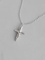 thumb 925 Sterling Silver With Gold Plated Simplistic Convex-Concave Cross Necklaces 0