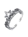 thumb Sterling Silver Hollow star retro Thai silver open ring 0