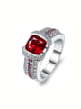 thumb White Gold Plated Red Corundum Copper Ring 0