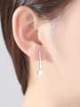 thumb 925 Sterling Silver With Platinum Plated Simplistic Geometric Stud Earrings 1