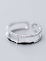 thumb 925 Sterling Silver With Cubic Zirconia  Simplistic Double layer free size  Rings 3