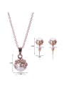 thumb Alloy Rose Gold Plated Fashion Hollow Flowers Artificial Pearl Two Pieces Jewelry Set 2