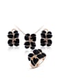 thumb Alloy Rose Gold Plated Fashion Flower Enamel Two Pieces Jewelry Set 0