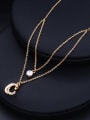 thumb Copper Alloy 18K Gold Plated Multi-layer Letter Zircon Necklace 2
