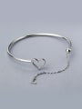 thumb Simple Hollow Heart Letter L 925 Silver Opening Bangle 0