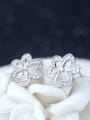 thumb Three Leaves Straw Hollowed-out Micro Pave Stud Earrings 2