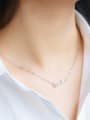 thumb Exquisite Monogrammed Shaped S925 Silver Rhinestone Necklace 1