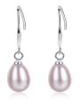 thumb 925 Sterling Silver With  Artificial Pearl  Simplistic Oval Hook Earrings 0