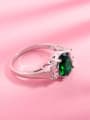 thumb Fashion Green Round Shaped White Gold Plated Zircon Ring 2