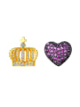 thumb Lovely princess crown  micro-inlay AAA zircons asymmetrical studs earring 0