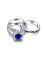 thumb Personality White Gold Sapphire Copper Ring 0