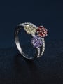 thumb Fashion Colorful Cubic Zirconias Flowers Copper Ring 1